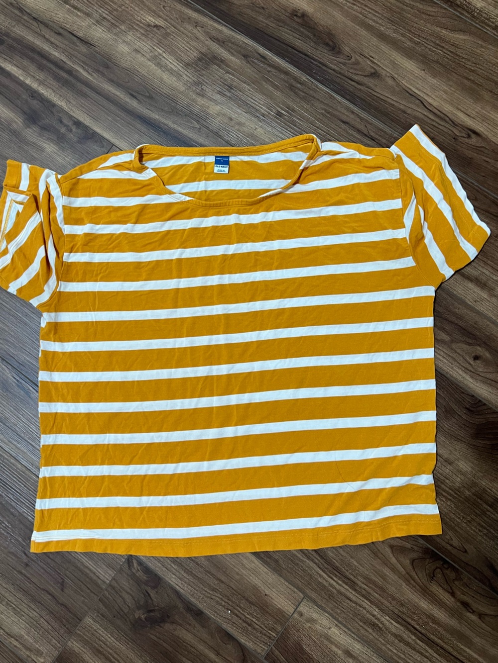 Old Navy Sunday Sleep Striped Yellow & White Women’s Tee
